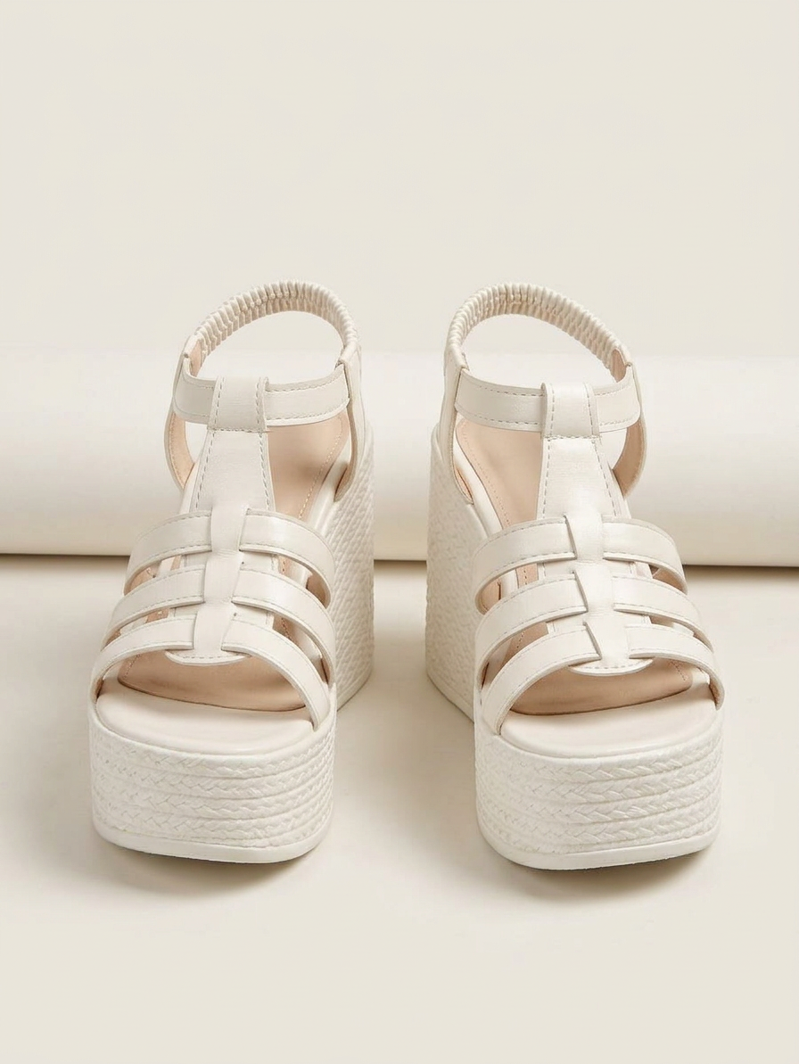 Caged Espadrille Platform Wedge Sandals - studio