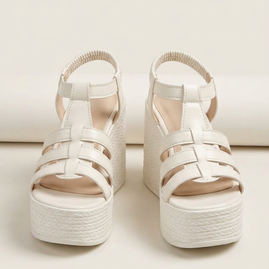 Caged Espadrille Platform Wedge Sandals - studio