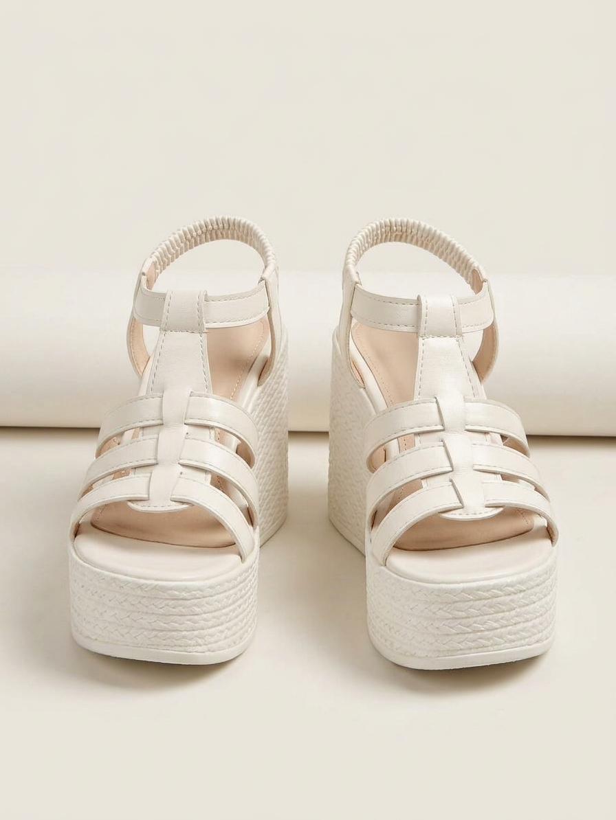 Caged Espadrille Platform Wedge Sandals - studio