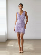 Sequin Fringe Mini Party Dress - model
